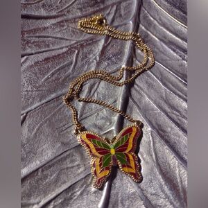 Vintage Sarah Coventry - "Fly Away" Butterfly Enamel Necklace